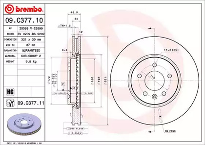 Тормозной диск BREMBO 09.C377.11