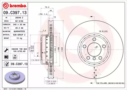 Диск тормозной BREMBO 09.C397.13