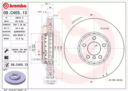 Тормозной диск BREMBO 09.C405.13