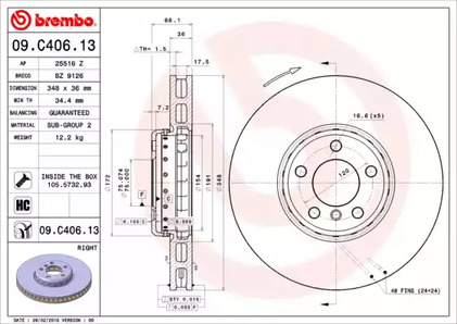 Тормозной диск BREMBO 09.C406.13