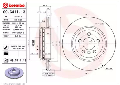 Тормозной диск BREMBO 09.C411.13