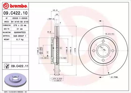 Тормозной диск BREMBO 09.C422.11