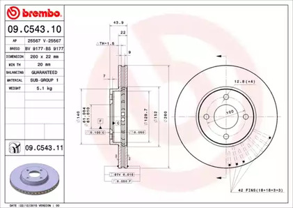 Тормозной диск BREMBO 09.C543.11