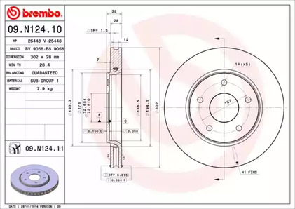 09.N124.11 BREMBO Тормозной диск