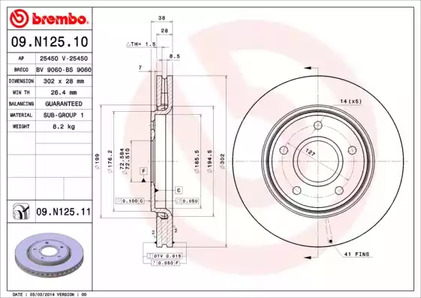 09.N125.11 BREMBO Тормозной диск