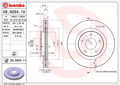 09.N264.11 BREMBO Тормозной диск