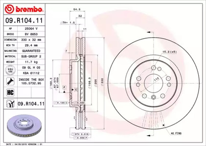 09.R104.11 BREMBO Тормозной диск