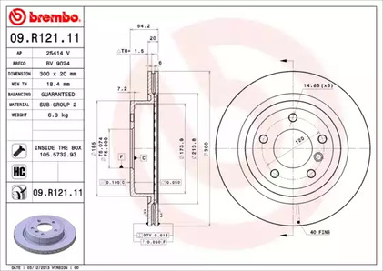 Диск тормозной BREMBO 09.R121.11