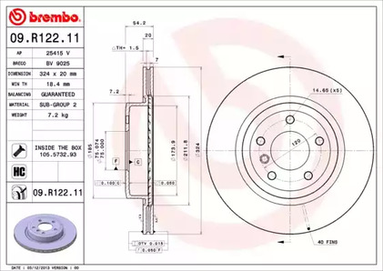 Диск тормозной BREMBO 09.R122.11