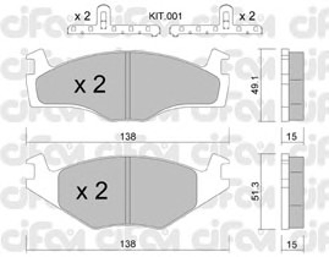 822-045-0K CIFAM Комплект тормозных колодок, дисковый тормоз