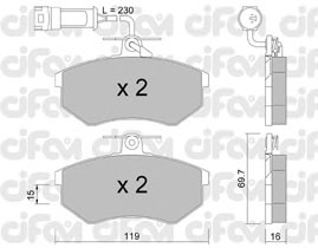 Комплект тормозных колодок дисковый тормоз CIFAM 822-148-3