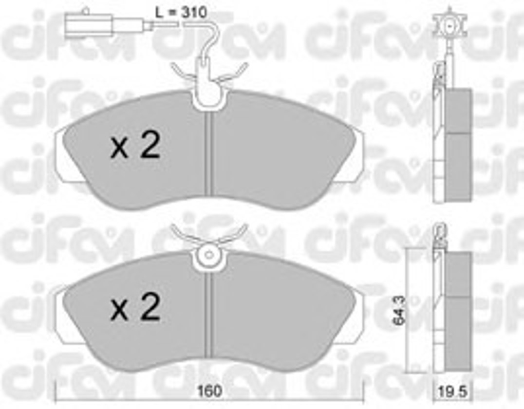Комплект тормозных колодок дисковый тормоз CIFAM 822-155-1