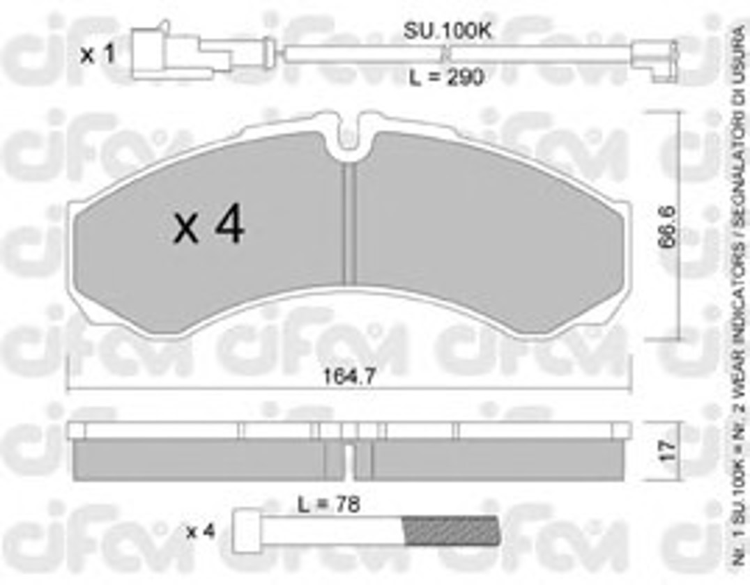 822-212-4K CIFAM Комплект тормозных колодок, дисковый тормоз