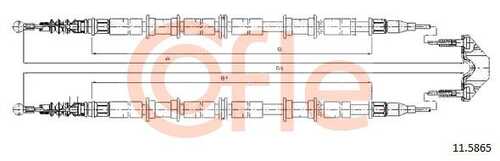 Трос стояночного тормоза задн opel zafira all 1.6-2.0-dti2.0/2.2 дисковые тормоза COFLE 92.11.5865