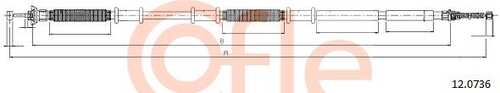92.12.0736 COFLE Трос стояночного тормоза прав задн