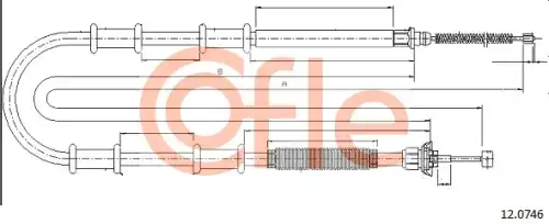 92.12.0746 COFLE Трос стояночного тормоза задн FIAT DOBLO 10-