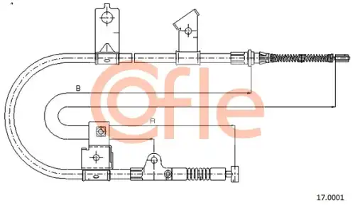 92.17.0001 COFLE Трос стояночного тормоза прав задн NISSAN MICRA K11E all (барабанные тормоза) 93-