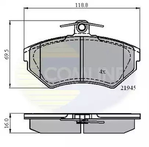 Комплект тормозных колодок, дисковый тормоз COMLINE CBP0989