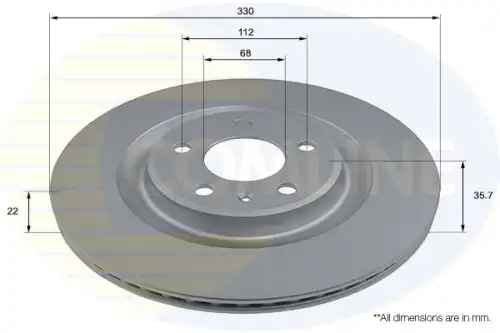 Диск торм audi a4 12- a5 11- a6 10- a7 10- a8 10- q7 15- porsche macan 14- (с покрытием) COMLINE ADC2907V