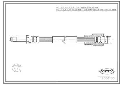 19036133 CORTECO Шланг тормозной