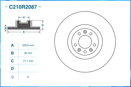 C210r2087 тормозной диск передний CWORKS C210R2087