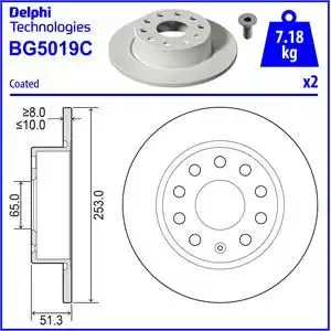 Диск тормозной DELPHI BG5019C