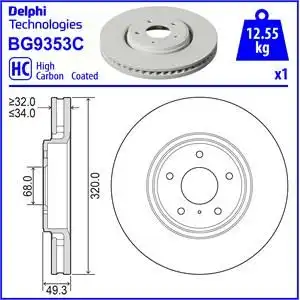 Диск тормозной DELPHI BG9353C
