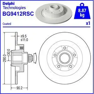 Диск тормозной DELPHI BG9412RSC