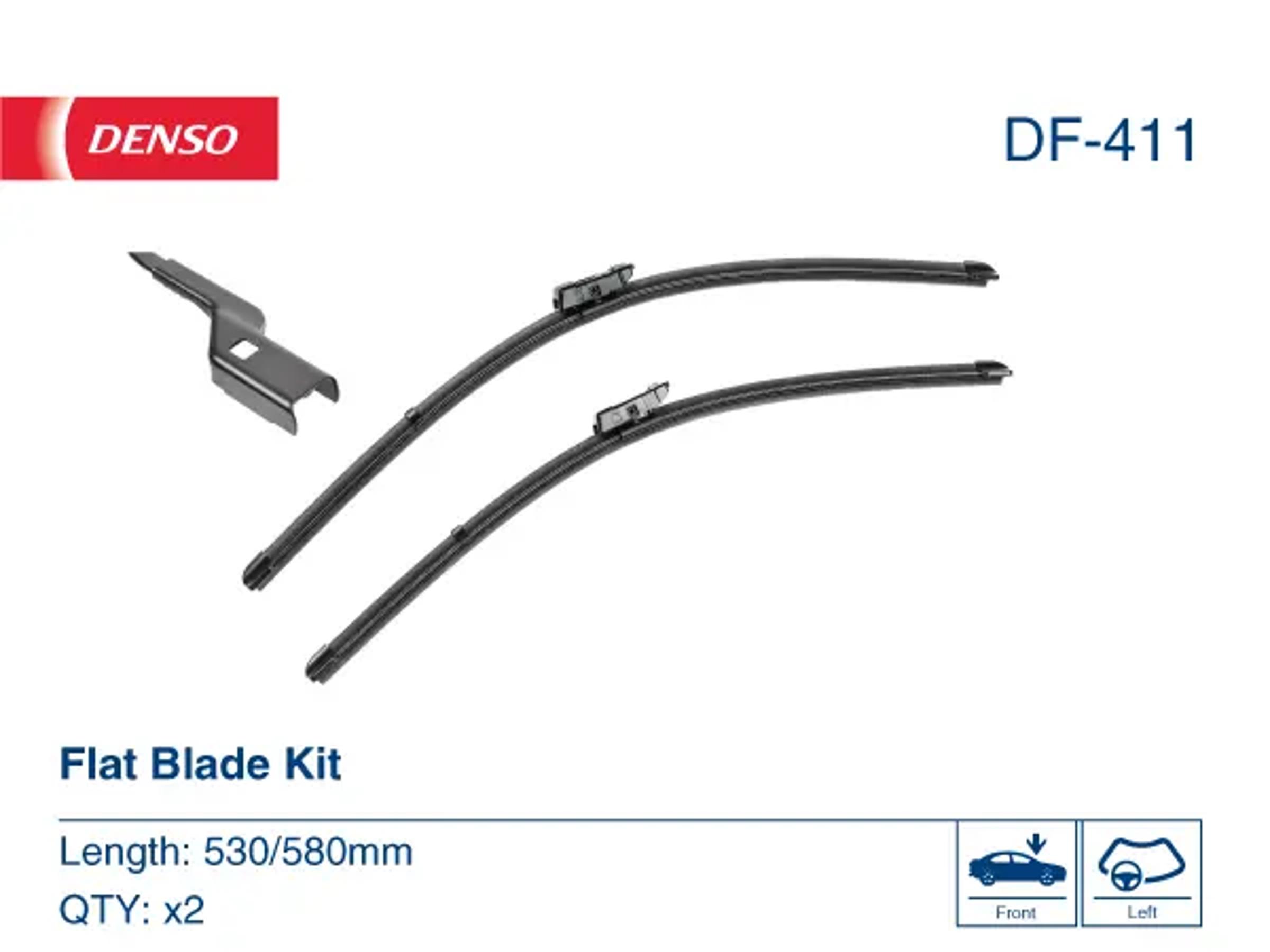 Комплект щёток стеклоочистителя (бескаркасные) DENSO DF-411