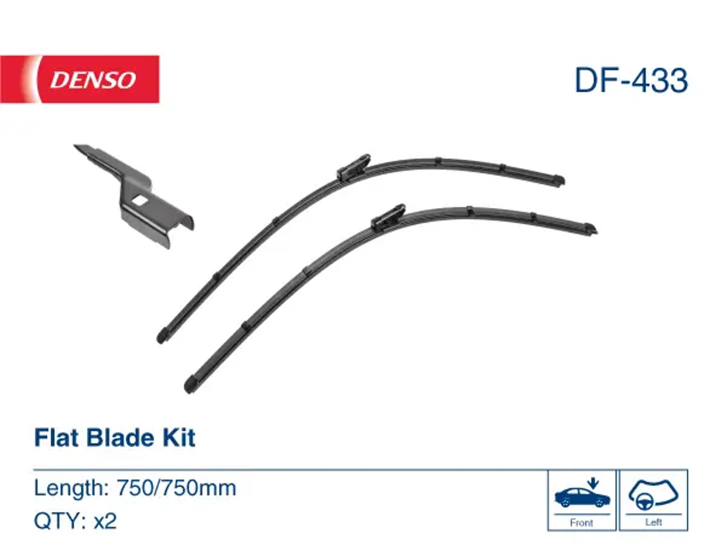 Комплект щёток стеклоочистителя (бескаркасные) DENSO DF-433