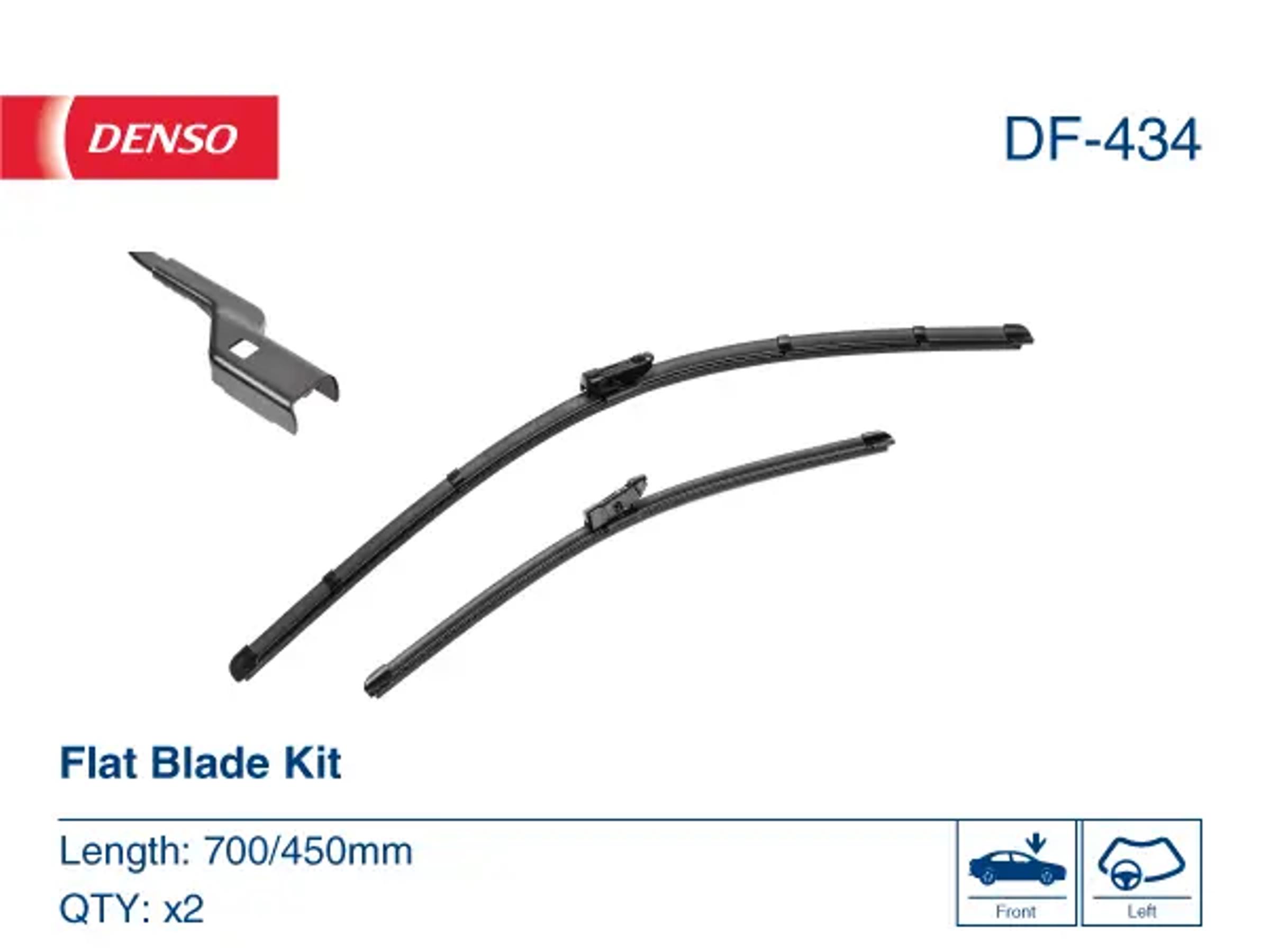 Комплект щёток стеклоочистителя (бескаркасные) DENSO DF-434
