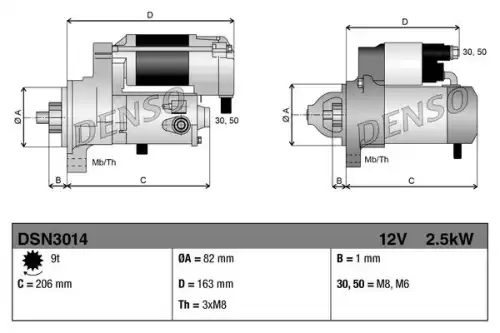 DSN3014 DENSO Стартер CITROEN: JUMPER 2.8HDI 02- \ FIAT: DUCATO 2.8JTD 03-06 \ PEUGEOT: BOXER 2.8HDI 02-