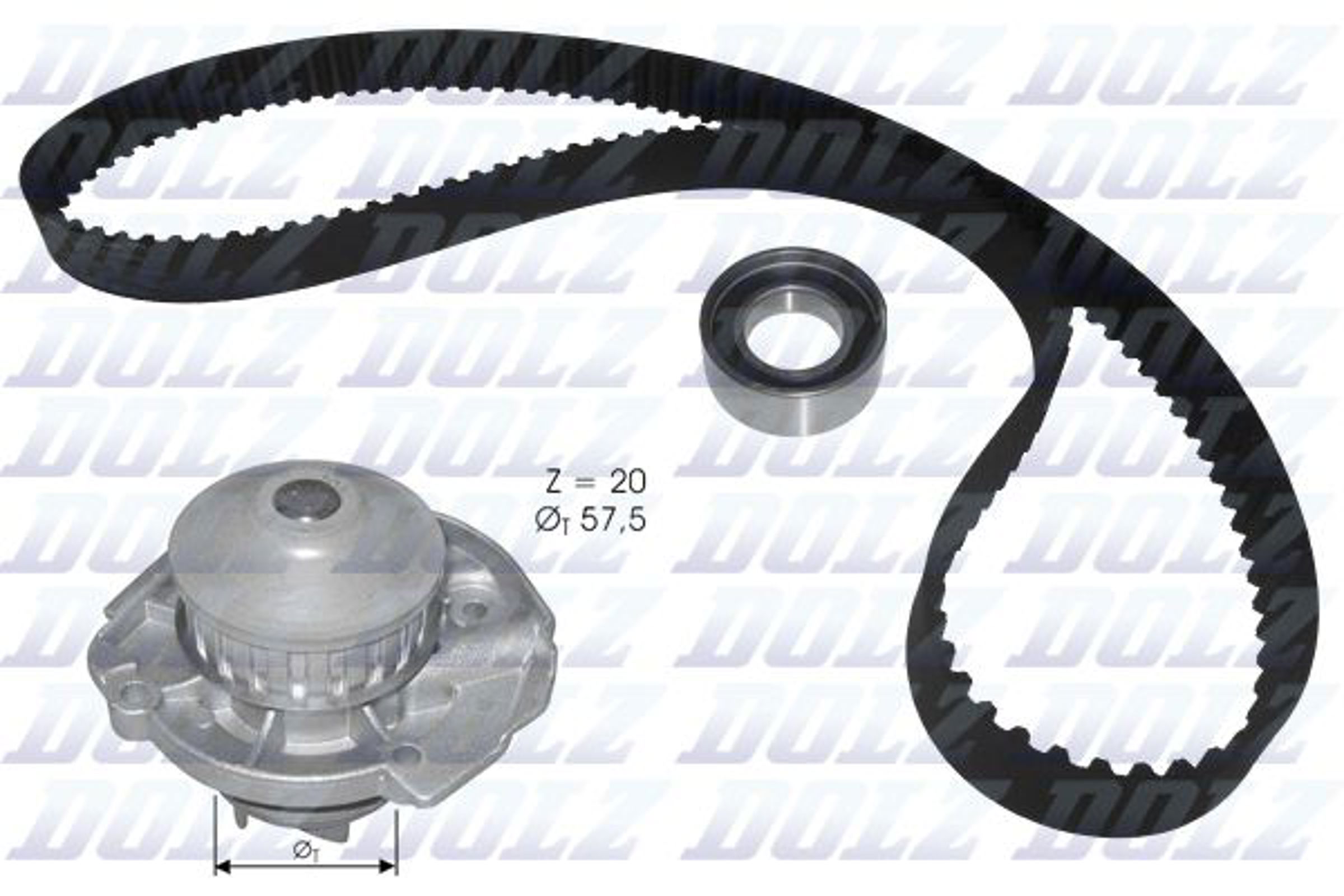Комплект грм с водяным насосом DOLZ KD129