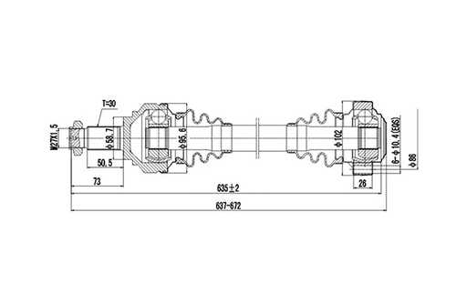 Полуось привода колеса DYNAMATRIX-KOREA DDS205050