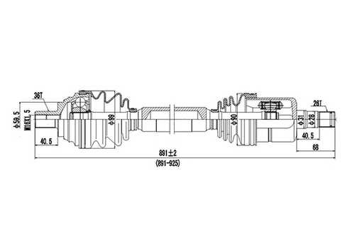 полуось привода колеса DYNAMATRIX-KOREA DDS261094