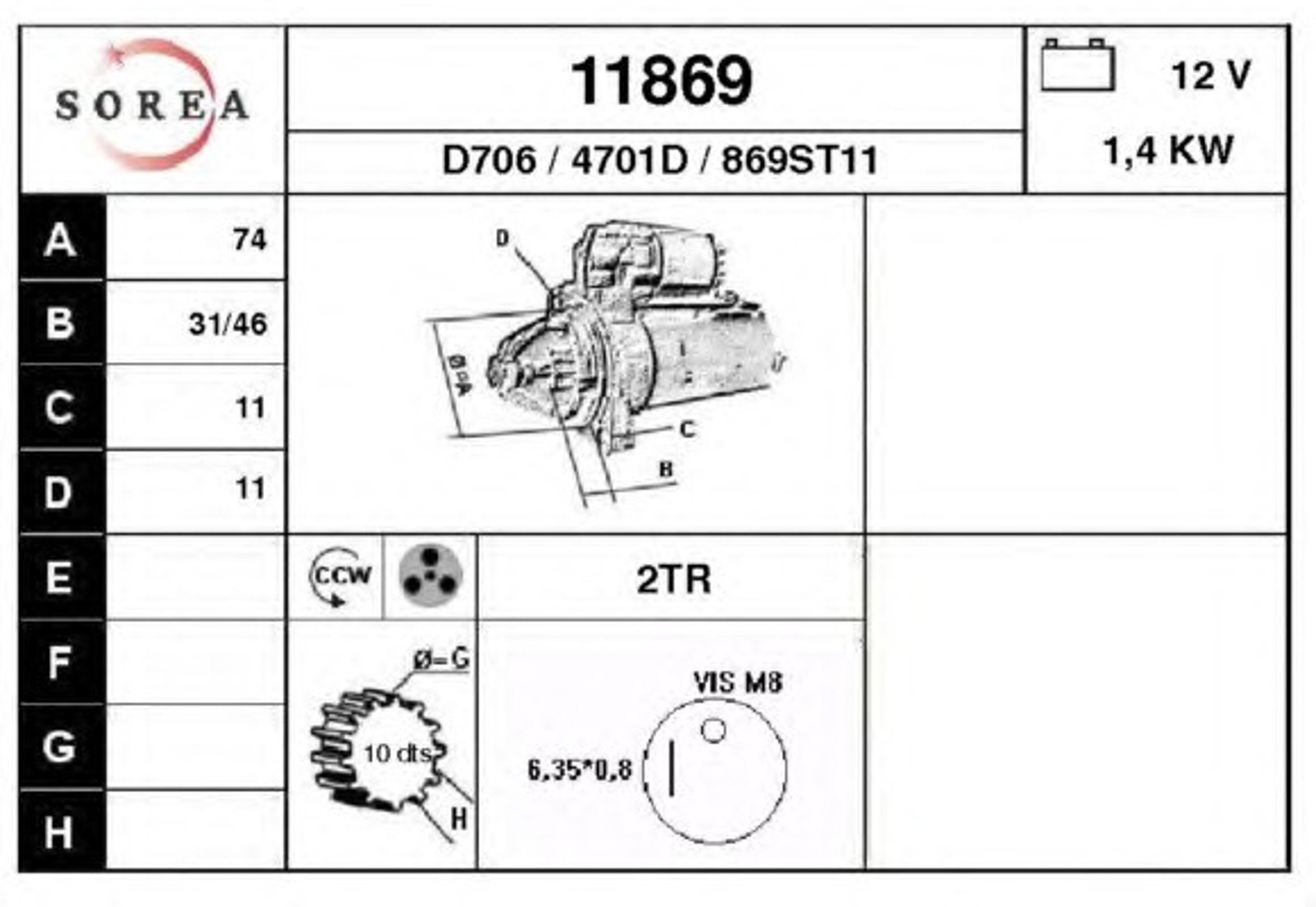 Стартер EAI 11869