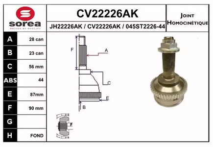 Шарнирный комплект приводного вала EAI CV22226AK