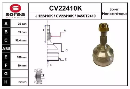 Шарнирный комплект, приводной вал EAI CV22410K