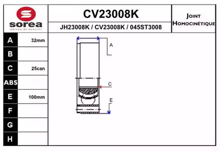 Шарнирный комплект, приводной вал EAI CV23008K