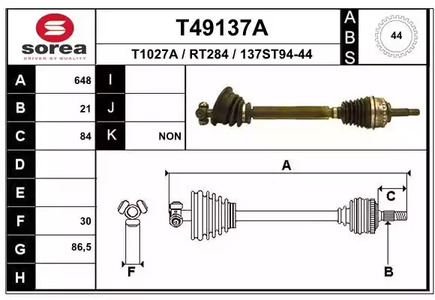 Приводной вал EAI T49137A