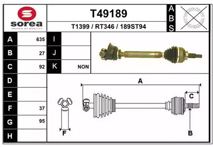 Приводной вал EAI T49189