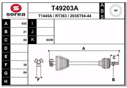 Полуось EAI T49203A