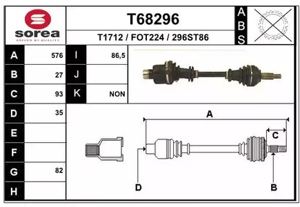 Полуось EAI T68296