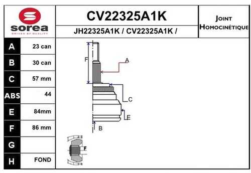 Шрус наружный EAI CV22325A1K