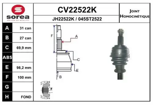 Шрус EAI CV22522K