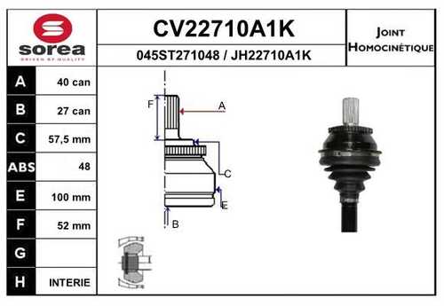 Шрус наружный к-кт EAI CV22710A1K