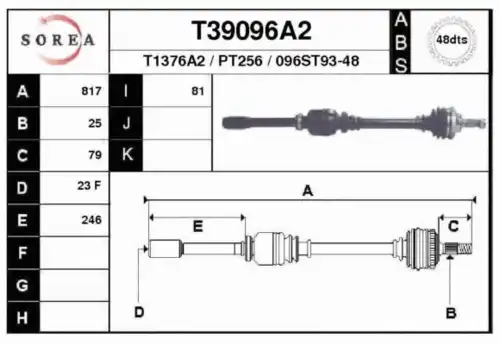 Полуось EAI T39096A2