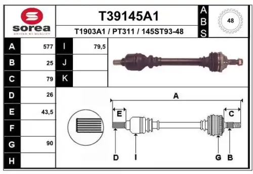 Полуось EAI T39145A1