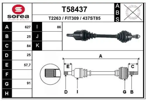 Полуось EAI T58437