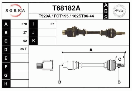 Полуось EAI T68182A